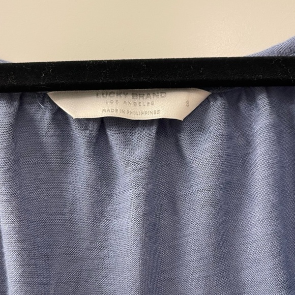 Lucky Brand Blue Ruched Puff Sleeve Blouse - Picture 4 of 4